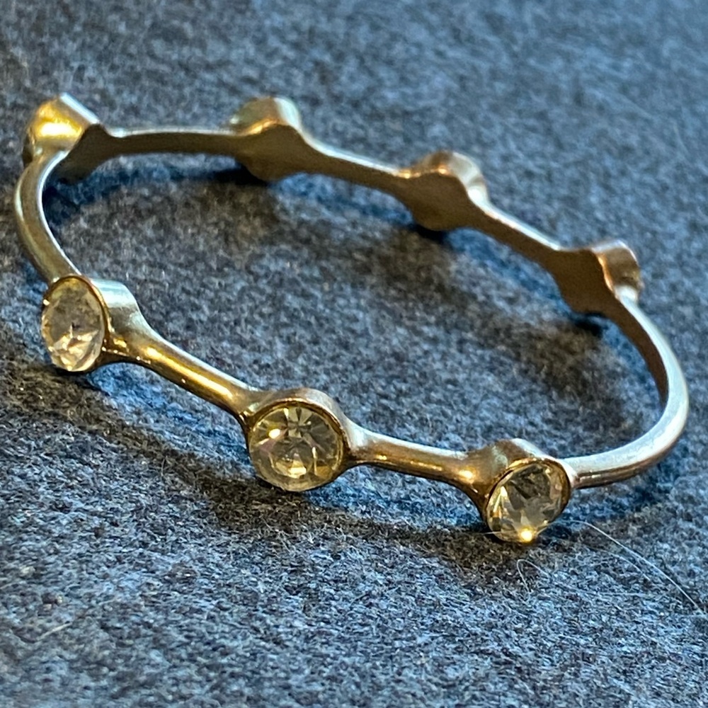 Gold Bangle with Clear Accents